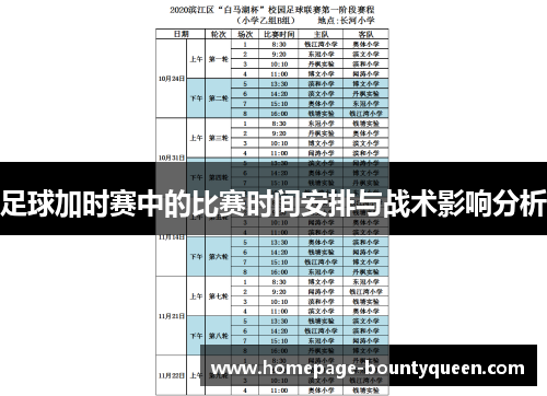 足球加时赛中的比赛时间安排与战术影响分析 足球加时赛中的比赛时间安排与战术影响分析
