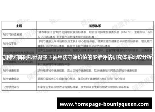 加维对阵阿根廷背景下德甲防守端价值的多维评估研究体系比较分析